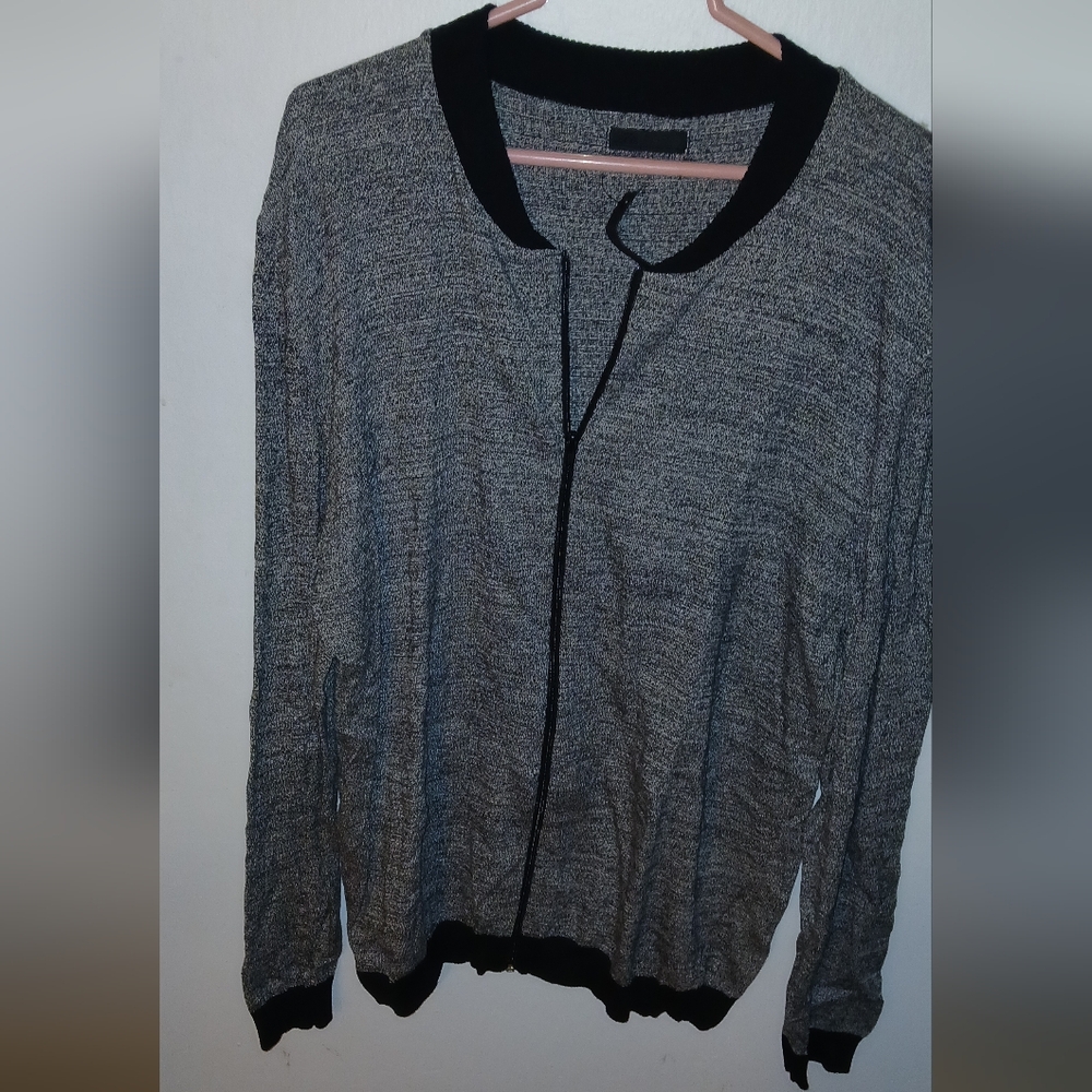 Gray Zip-Up Cardigan